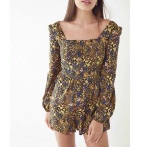 Urban Outfitters Paulina Floral Square Neck Romper